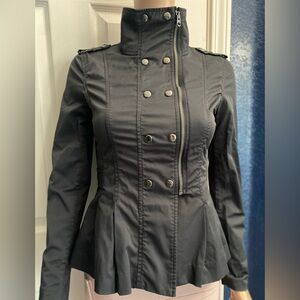 Armani Exchange Black Utility Jacket with Stand-Up Collar